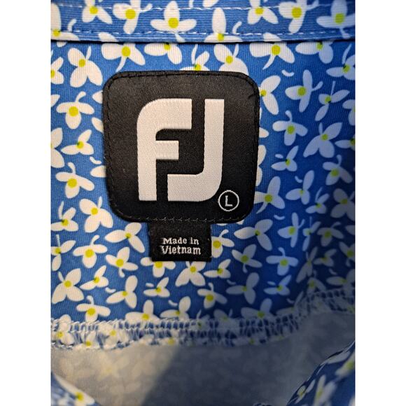 FootJoy Men's Blue Floral Print Fox Hollow Golf Club Polo Shirt Size‎ L - Picture 6 of 10